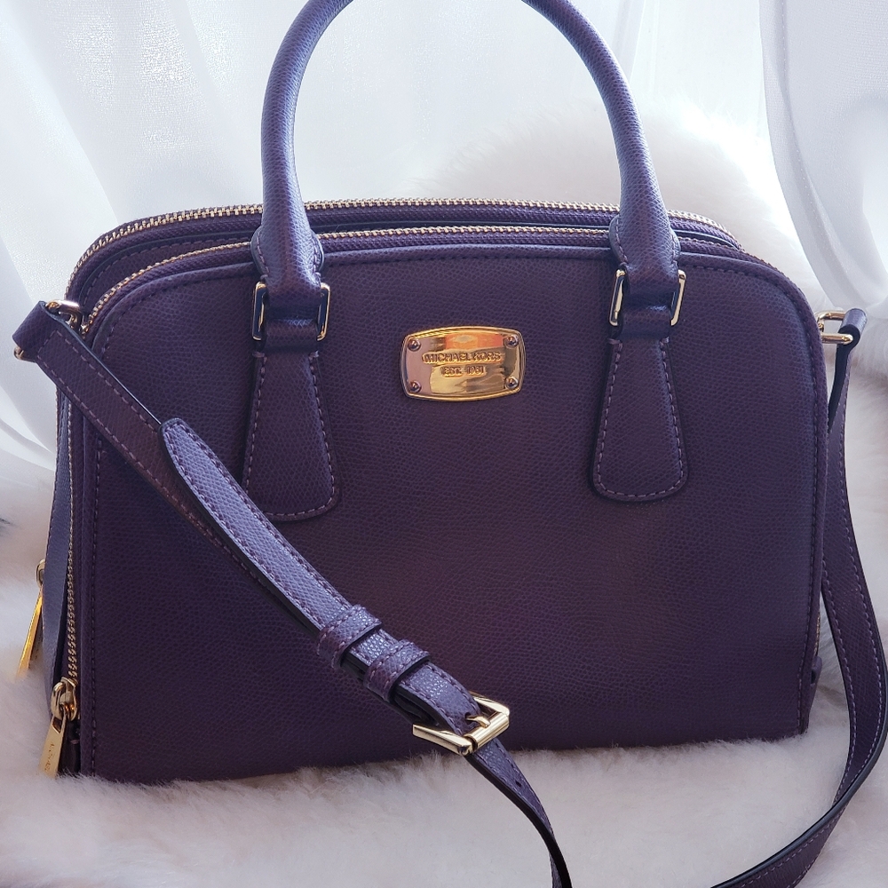 Michael Kors Purple Satchel Leather Bag - Picture 12 of 12